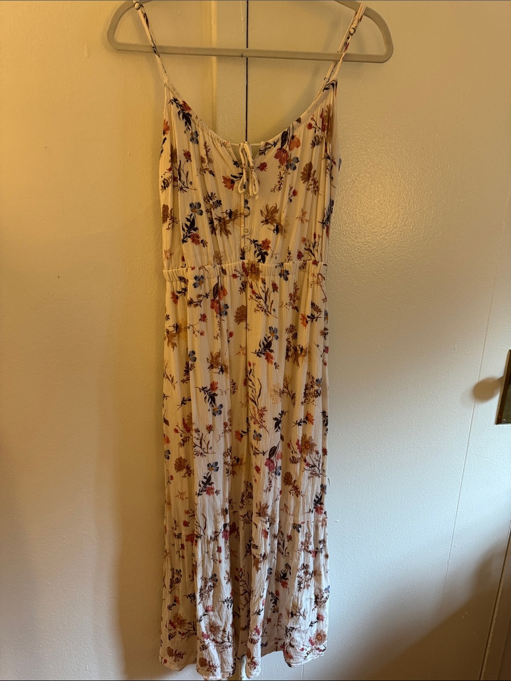 Abercrombie & Fitch Cream Floral Maxi Dress with Spaghetti Straps